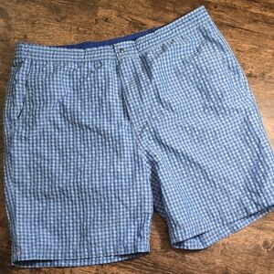PETER MILLAR Royal Blue Swim Trunk Lined Plaid Sz 38 XL
